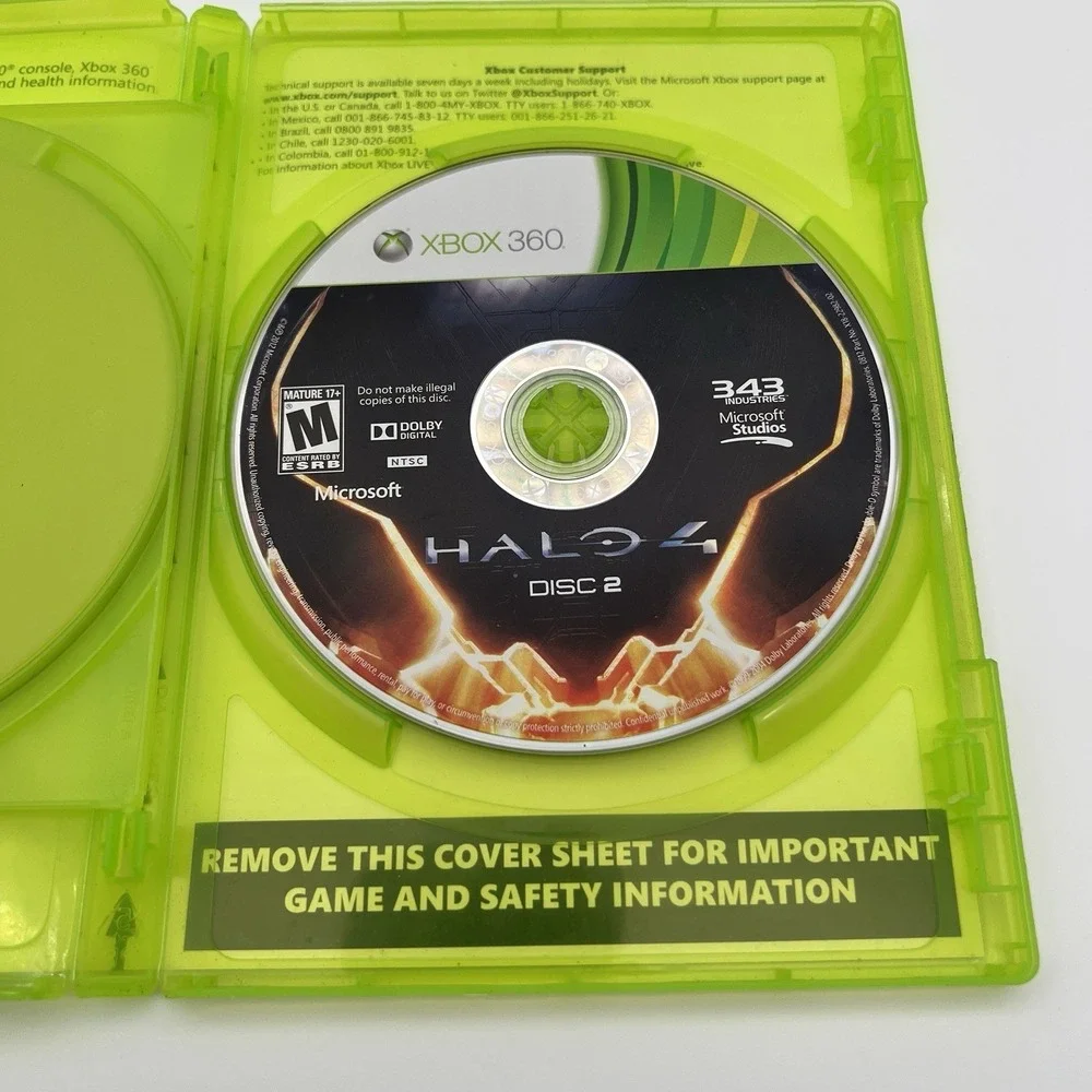 Halo 4 (Microsoft Xbox 360, 2012) 2 Disc Set No Manual